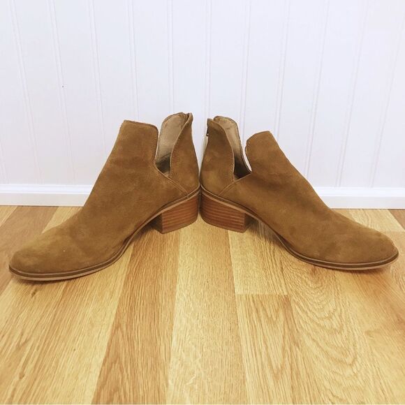 STEVE MADDEN Brown Suede Open Side Ankle Boot Bootie Chunky Heel Leather Size 10 - Picture 5 of 15